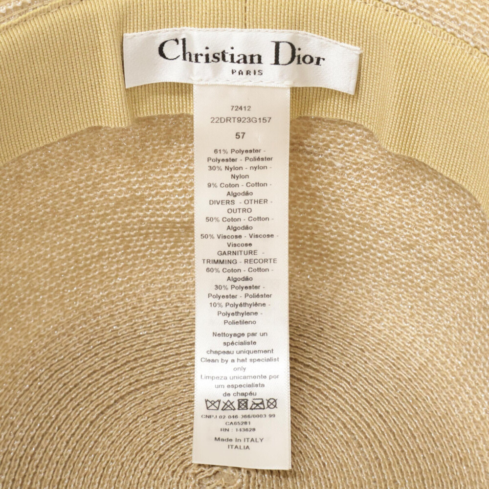 Christian Dior 22DRT923G157 DIORESORT Resort Logo Tape Straw Hat, Size 57, Be... - Picture 6 of 7